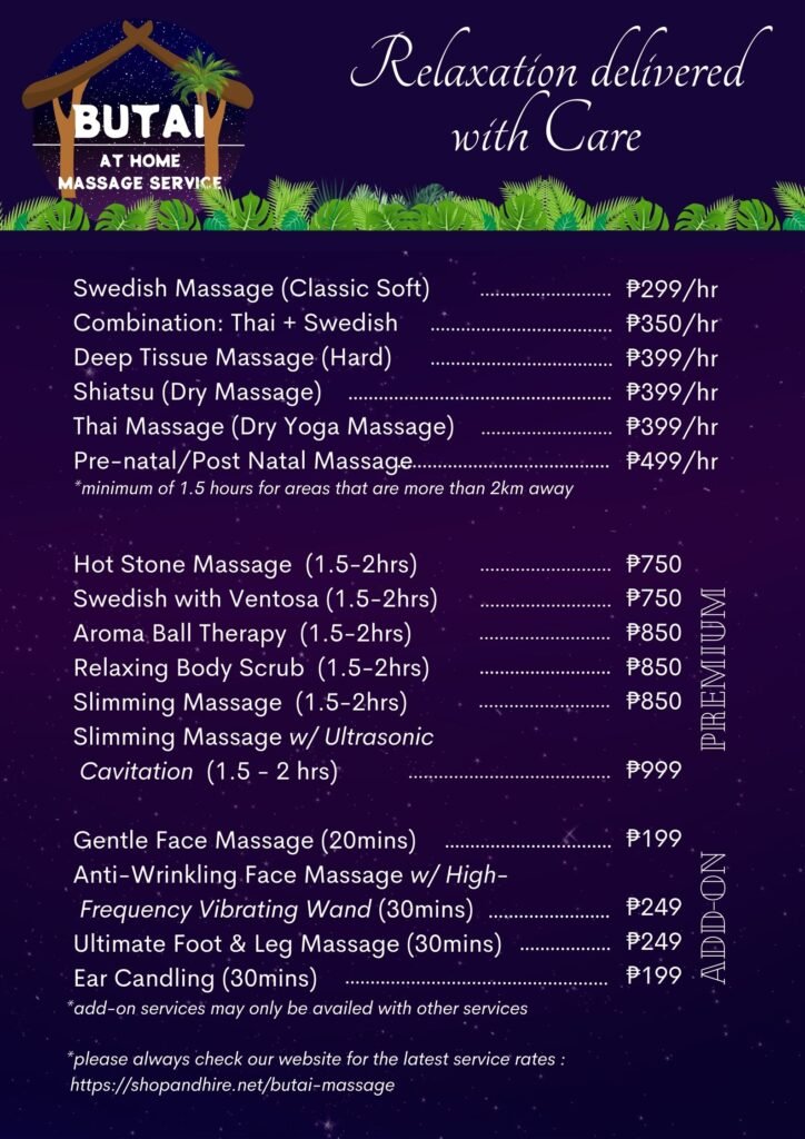 menu massage